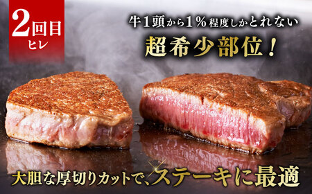 【全3回定期便】博多和牛 食べ比べ ステーキ 定期便 ( サーロイン /  ヒレ /  シャトーブリアン ) 《築上町》【久田精肉店】[ABCL139] 肉 和牛 牛 精肉 おすすめサーロイン おすす