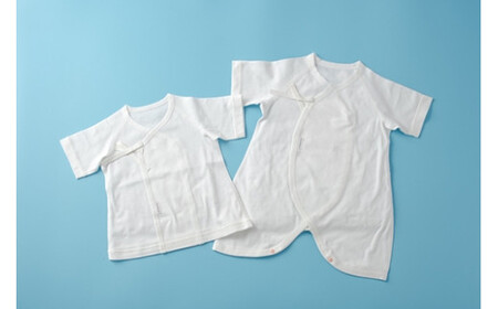 オーガニックコットン 使用 新生児用 肌着 ２点セット／ ベビー服 ソフトママ カスタマイズ可能 短肌着 コンビ肌着 各１枚 計 2枚 セット 100％ オーガニック 生地 ベビー 赤ちゃん ギフト 