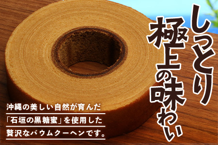 石垣島 やし屋手作り 黒糖バウムクーヘン　直径15cm以上×2箱【 沖縄県 石垣市 石垣島 菓子 バウムクーヘン さとうきび 黒糖 】YA-1