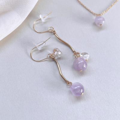 ふるさと納税 長岡京市 Agaroハンドメイド誕生石のピアス&ネックレス(アメジスト) おまかせデザイン2点SET |  | 01