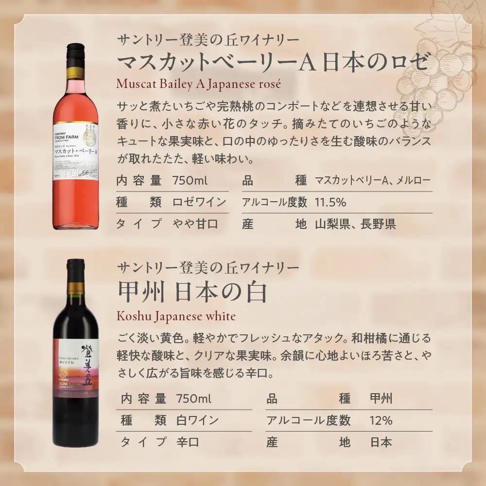 甲斐市産　たっぷり堪能！赤白ワイン12本セットワイン 家飲み 赤 白 日本ワイン 山梨ワイン 定番 テーブルワイン お酒 山梨 甲斐市 サントリー 甲州 飲み比べ 山梨県 甲斐市 AD-298