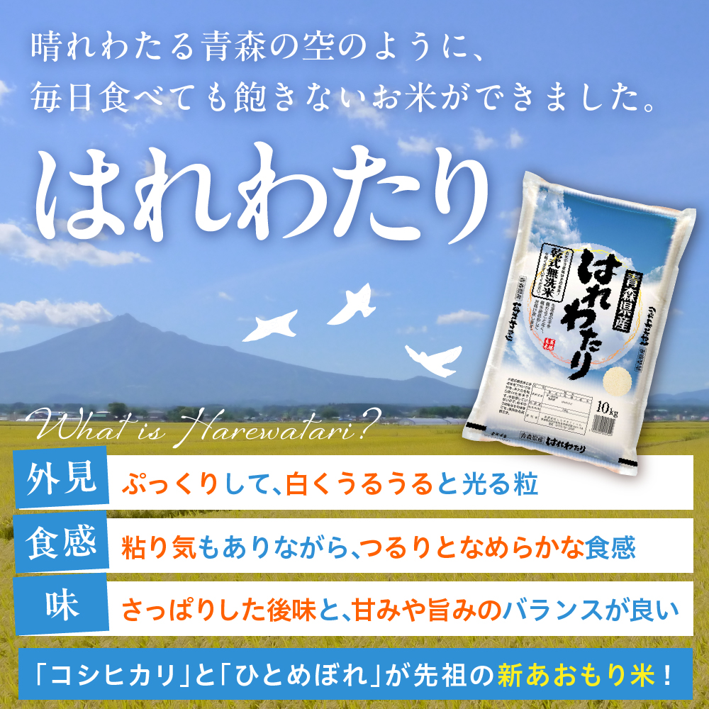 【2月発送】乾式 無洗米 10kg はれわたり 令和7年産米 ( 精米 ) 特a米 特a 青森県産 米 乾式無洗米 ハレワタリ お米 こめ 10キロ ギフト ごはん 五所川原 晴れわたり