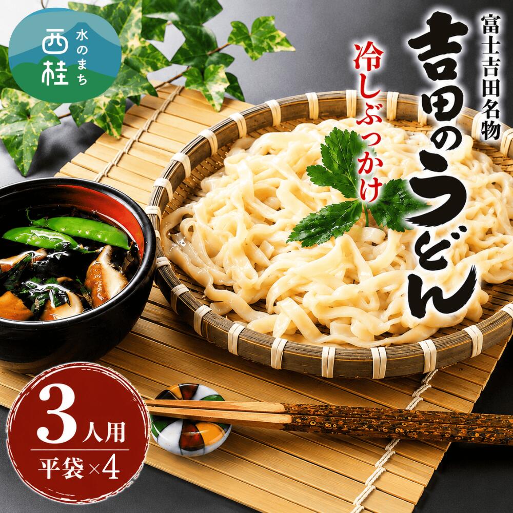 【ふるさと納税】 No.244 冷しぶっかけ吉田のうどん3人用平袋×4パック ／ セット 饂飩 麺 送料無料 山梨県 特産品