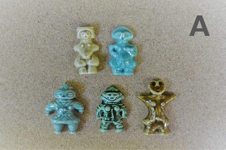 「土偶型の箸置き」５個【Ａセット】 | 土偶箸置き 縄文 工芸品 陶器 手作り 縄文 陶芸工房 雲歩窯