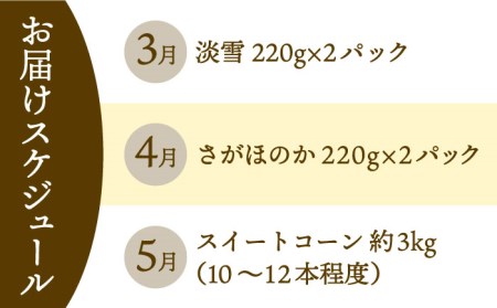 【先行予約】【3回定期便】紅白いちご（淡雪・さがほのか）とスイートコーンの定期便 /イチゴ 苺 赤白いちご コーン とうもろこし 食べ比べ 定期便 佐賀県産 白石町 お取り寄せ [IZZ016]