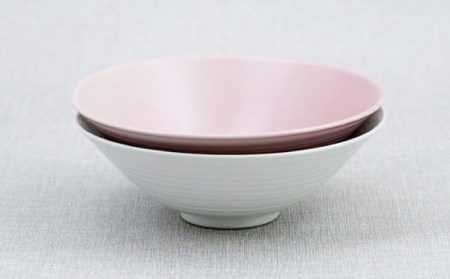 【波佐見焼】アイシー ボウル 大 （ホワイト・ピンク） ペアセット 食器 皿 【団陶器】 [PB115] 波佐見焼