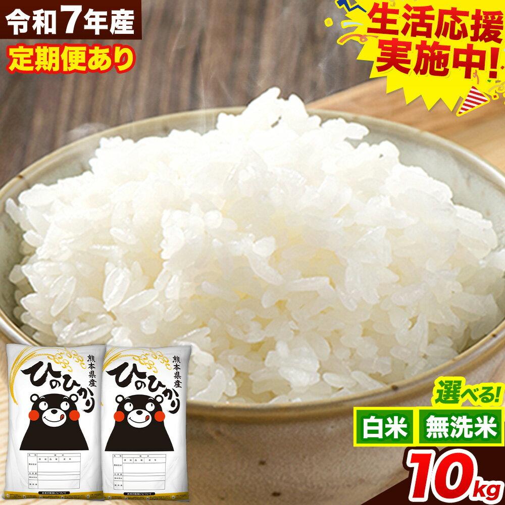 【ふるさと納税】生活応援企画 ★ 令和7年産 選べる 無洗米 白米 定期便 内容量 ひのひかり 10kg 《出荷時期をお選びください》 熊本県産 精米 ひの 送料無料 熊本県 山江村 SDGs むせんまい 米 コメ こめ 国産 ランキング 楽天スーパーセール お買い物マラソン