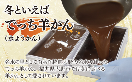 【先行予約】福井県大野市 冬の名物 でっち羊かん（菓子工房ふくなが 水ようかん）小サイズ（正味450ｇ）1箱【11月より順次発送】