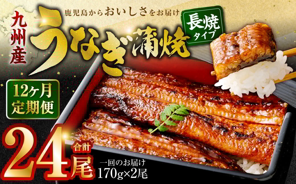 
KS-103【12カ月定期便】 九州産うなぎ蒲焼（約170ｇ×2尾×12回）
