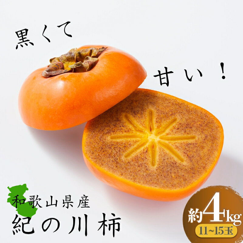 【ふるさと納税】黒くて甘い 紀の川柿 4kg ★和歌山県オリジナル★【2025年10月上旬～11月上旬ごろ発送予定】【KF04】