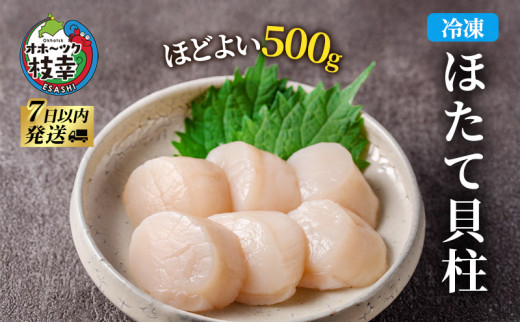 北海道 オホーツク産 ふるさとの贈り物 500gの冷凍ほたて貝柱【 枝幸ほたて 】至福の味 海洋食品 刺身 魚介 帆立 