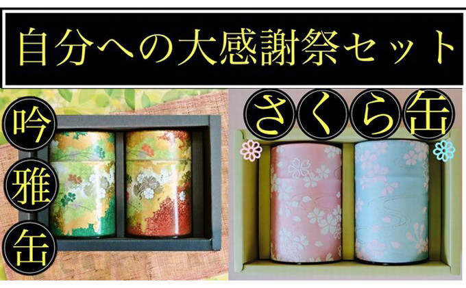 
学生さん達と考えた 深蒸し茶 ギフトセット！ 絵柄が選べる 100g缶 （100g×2缶 計200g）！ 自分への大感謝祭 セット （吟雅缶・さくら缶） お茶 茶缶 緑茶 深蒸し茶 静岡緑茶 日本茶
