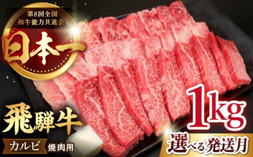 【10月発送】【飛騨牛】 カルビ (焼肉用) 1kg  国産 ブランド牛 和牛 多治見市 / 肉のひぐち [TDC002-10]