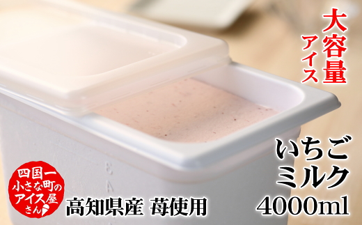 【四国一小さなまちのアイス屋さん】≪松崎冷菓≫大容量アイス 4000ml ★いちごミルク★ 4l スイーツ デザート おすすめ 美味しい 高知県 田野町