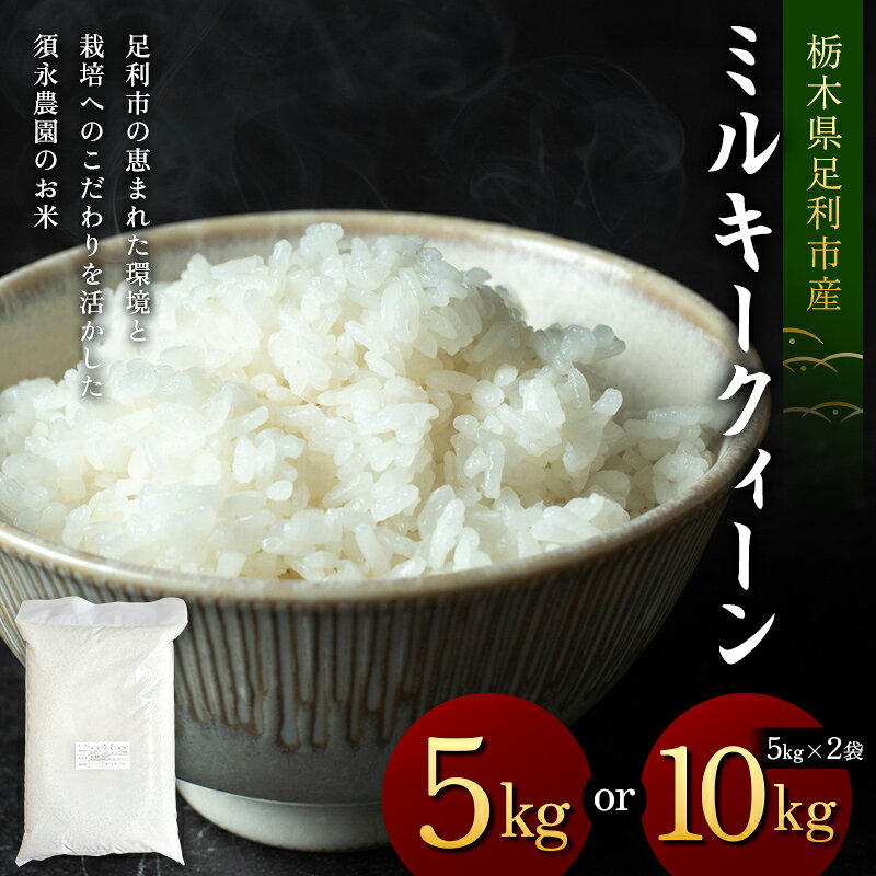 【ふるさと納税】＼選べる容量／令和7年産 栃木県足利市産ミルキークィーン 5kg 10kg〈5kg×2袋〉 精米 白米 米 こめ ごはん 食品 栃木県 足利市 F7Z-1975var