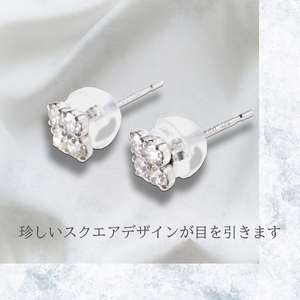 PT900ダイヤモンド　ピアス　スクエア　0.30ct　MUP14926【061-007】