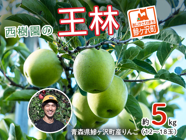 りんご 青森 王林 リンゴ 約 5kg (12～18玉) 青森県 鰺ヶ沢町産 西樹園 フルーツ 果物 果物類 白神山地 林檎