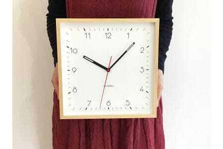 KATOMOKU Square clock 木製掛け時計（ナチュラル）km-114NA