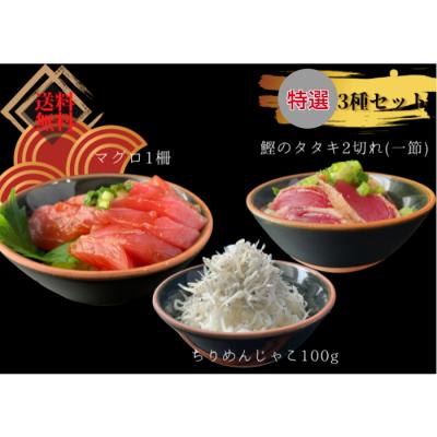 ふるさと納税 田野町 【四国一小さなまち】カネアリ水産の ≪丼くらべ≫3種セット(ちりめんじゃこ・マグロ・カツオ) |  | 01