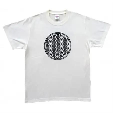 Tシャツ フラワー・オブ・ライフ 麻炭 白 (半袖 160サイズ)【1619660】