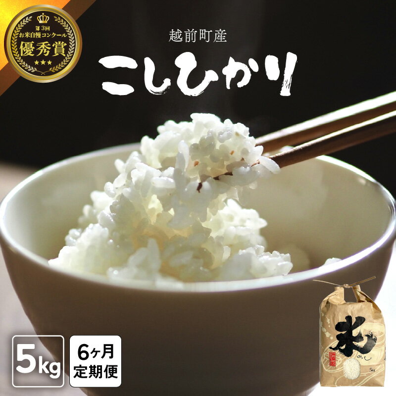 【ふるさと納税】【令和7年産・新米】定期便≪6ヶ月連続お届け≫ お米 こしひかり 5kg×6回（計30kg）（精米） 福井県産 炊きたての美味しさを追求したお米【米 コメ kome 5キロ 6か月 計 30キロ 精米 白米 人気品種 便利 】 [e47-h003]