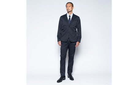 【ふるなび限定】メンズ フルレングスストレートパンツ「ワークウェアスーツ」スーツに見える作業着　丸洗い可 ストレッチ 速乾 部屋干し可 撥水 シワになりにくい　ダークネイビー FN-Limited-S