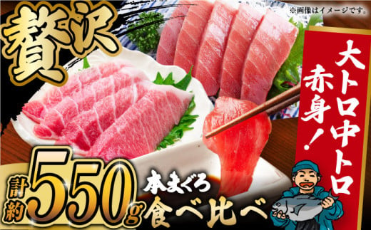 本マグロセット 計約550g（大トロ・中トロ・赤身セット） 長崎県/長崎県漁業協同組合連合会 [42ZZAC002] マグロ トロ 赤身 刺身 柵 まぐろ 鮪 養殖 大トロ 中とろ 海鮮丼 魚 海鮮 海産物 