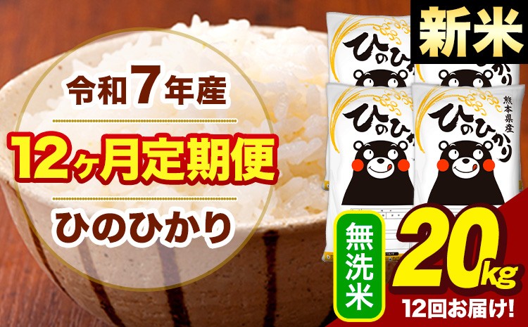 
            新米 令和7年産 【12ヶ月定期便】  無洗米 米 ひのひかり 20kg《お申し込み月の翌月から出荷開始》熊本県 大津町 国産 熊本県産 無洗米 送料無料 ヒノヒカリ こめ お米
          
