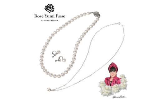 【RoseYumiRose】8mmパール3点セット(ネックレス/ペンダント/イヤリング)ホワイト【1663075】