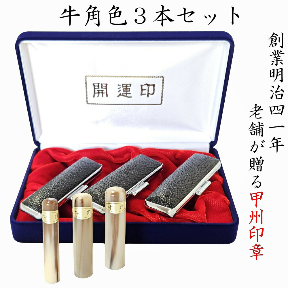 【ふるさと納税】開運吉相印鑑　牛角色セット13.5mm12.1mm10.5mm　 雑貨 文房具 八方吉相書体 実印 銀行印 成人祝い 就職祝い 結婚祝い 贈り物 お祝い プレゼント 山梨県 甲斐市 W-25