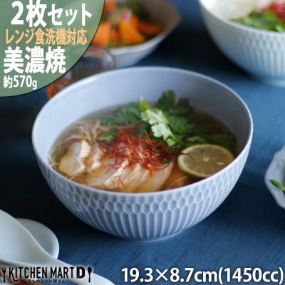 ふるさと納税 瑞浪市 【2枚SET】美濃焼 さざなみ 19鉢 ブルーグレー 1450cc 19.3×8.7cm