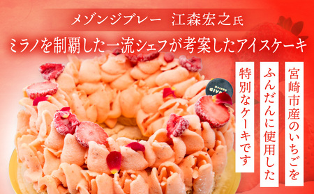 【江森宏之シェフ考案】宮崎市産いちごのアイスケーキ(6号)　いちご 苺 アイスケーキ