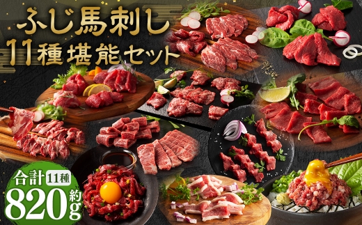 【 熊本特産 】 ふじ馬刺し堪能セット （ ふじ馬刺しメン ･ 大トロ ･ 中トロ ･ ヒレ ･ ロース ･ ランプ ･ 上赤身 ･ フタエゴ ･ バラヒモ ･ ユッケ ･ ネギトロ ） 計約820g 馬肉 お肉 肉 馬 馬刺 刺身 おつまみ 晩酌 国産 熊本県産 詰め合わせ 食べ比べ 冷凍 小分け たれ付き お取り寄せ グルメ 特産品