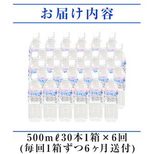 K-019《6ヶ月定期便》霧島の福寿鉱泉水（硬水：500mlペットボトル30本箱入)【福地産業株式会社】霧島市 水 のむシリカ ミネラルウォーター シリカ シリカ水 ミネラル成分 飲料水 ペットボトル