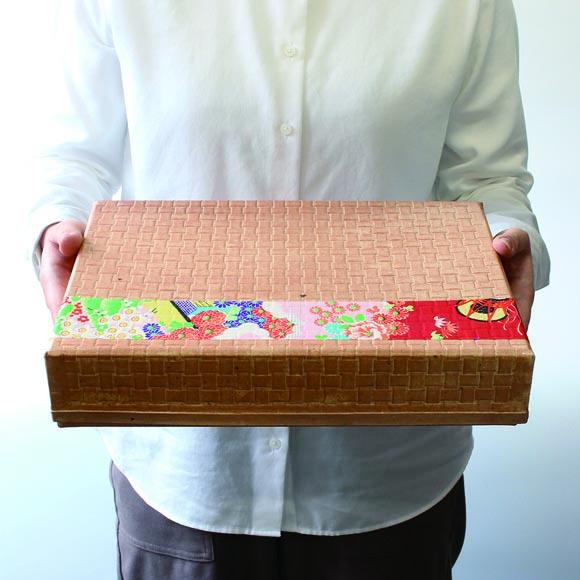 柿渋塗 四つ目箱 A4サイズ こげ茶布付【TN103】