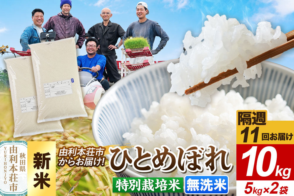 ＜令和8年産 新米＞《2週間毎お届け》【定期便11回】【無洗米】ひとめぼれ 10kg（5kg×2袋）特別栽培米   秋田県産 [ひとめぼれ 新米 米 お米 無洗米 特別栽培米 ブランド米 食卓 おにぎ