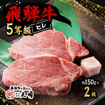 飛騨牛5等級　ヒレステーキ　約150g×2枚【配送不可地域：離島】