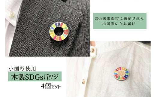 【小国町森林組合】阿蘇小国杉 小国杉 天然木 国産材 阿蘇 熊本 木製 ピンバッジ マグネット 計4個 SDGs サスティナブル アイコン 贈り物 ギフト プレゼント ノベルティにおすすめ 阿蘇小国杉のくらし