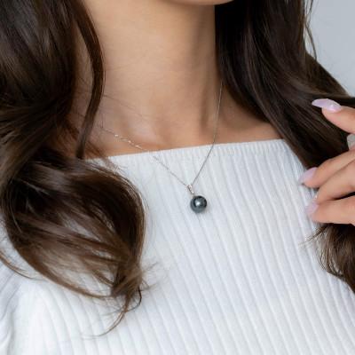 ふるさと納税 神戸市 【星朧】黒蝶真珠(タヒチパール) ダイヤモンド PT900 プラチナ ペンダントトップ |  | 03