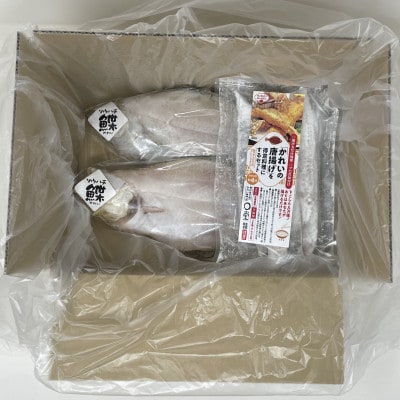 一夜干しかれい「ソウハチ 2尾」と「かれいの唐揚げ」を得意料理にするセット MM0261【配送不可地域：離島】【1613879】