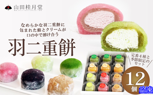 羽二重餅１２個入 60P5607　/ 東北 秋田 大館 大館市 菓子 餅 もち おもち お餅 羽二重餅 はぶたえもち 和菓子 ギフト プレゼント 贈り物 母の日 父の日 敬老の日 誕生日 記念日 お祝い 創作和菓子 大福 アイス 自分への ご褒美 プチ贅沢  おやつ