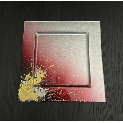 ふるさと納税 海南市 角リムプレート　グラデーション金箔レッド