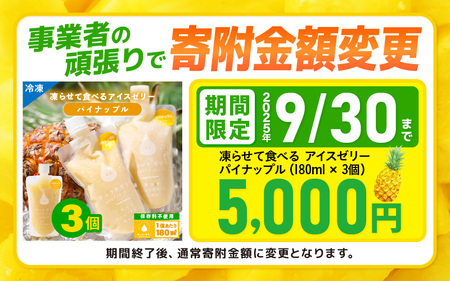 凍らせて食べる アイスゼリー（パイナップル）180ml✕3個【保存料不使用】 【おすすめ 夏 パイナップル デザート 冷たいおやつ 子供 人気 着色料 保存料 香料 不使用 アイス シャーベット ジュ