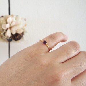 9号 天然石 アメジスト リング (Silver925 18KGP仕上げ) 指輪 ／ おしゃれ ペアリング イエロー Maco アクセサリー シルバー ヘアライン加工 プレゼント 奈良県 田原本町
