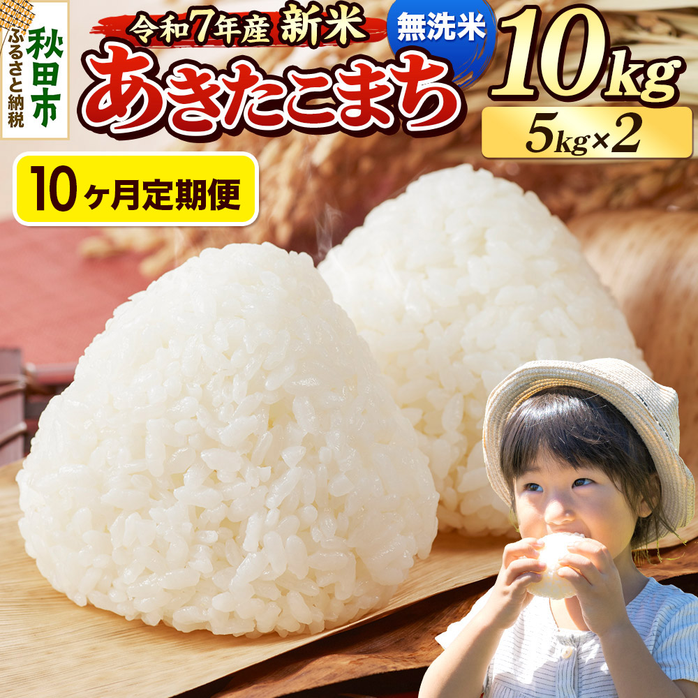 《令和7年産 新米先行受付》《定期便10ヶ月》 米 あきたこまち 10kg（5kg×2袋） 【無洗米】 秋田県産