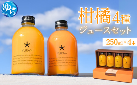 ※ギフト対応可※由良町産　柑橘4種　250ml×4本　ジュースセット【kzmn100-set4-4】