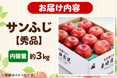 【25年12月～発送】りんご 【糖度13度以上】サンふじ 約3kg 【秀品】 青森県 フルーツ 果物