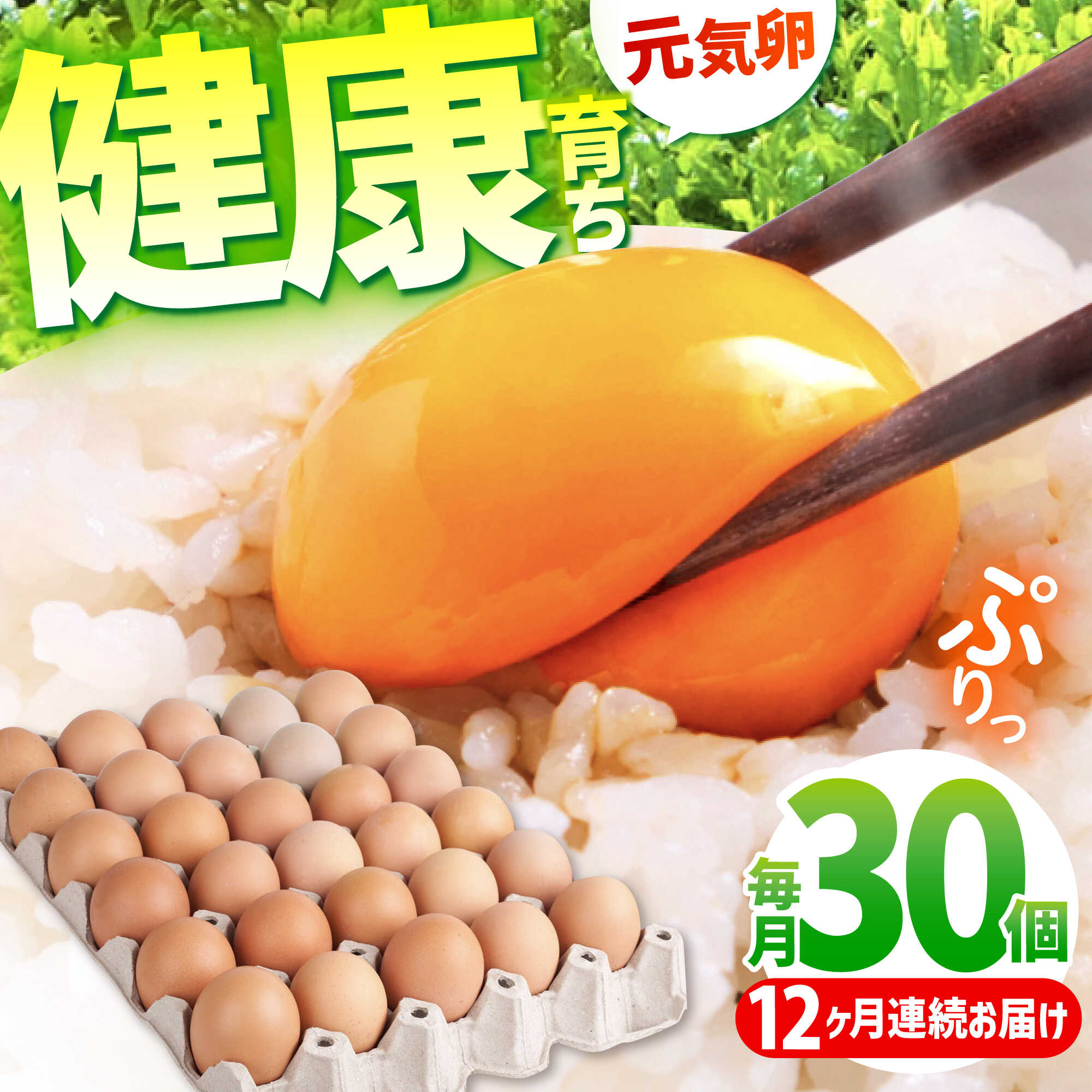 【ふるさと納税】【12ヶ月定期便】お茶と海藻で健康育ち 元気卵 360個（30個×12回） / 卵 定期便 12ケ月 たまご 玉子 卵焼き オムレツ 卵かけご飯 朝食 定期 鶏卵 人気 / 亀山市 / 藪本養鶏園 [AMBH004]