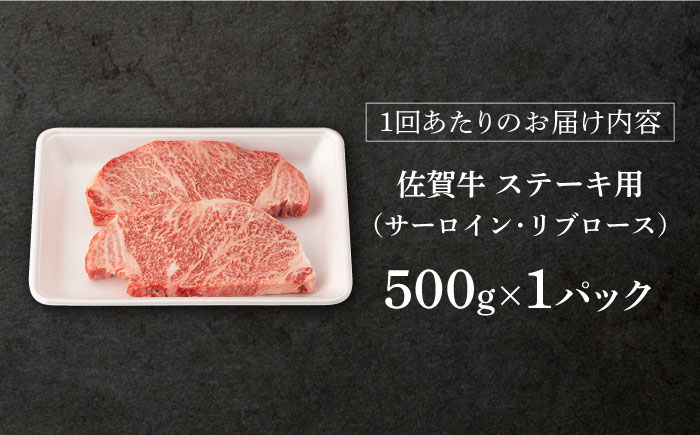 【6回定期便】 佐賀牛 ロース ステーキ用 500g (2枚入りセット)【桑原畜産】 NAB063