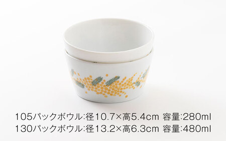 【美濃焼】PLANTAREE-mimosa- パックボウル 10組セット（2サイズ×3個 蓋4枚付）【みのる陶器】美濃焼 セット 保存 保管 容器 食器 おしゃれ キッチン用品 国産 陶器 中鉢 取り